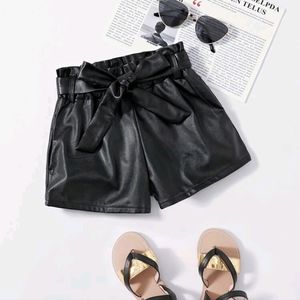 SOLD Toddler Black Leather Shorts